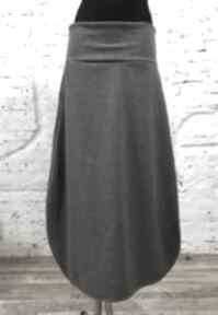Gruszkowa spódnica dresowa długa bawełniana kieszeniami szara