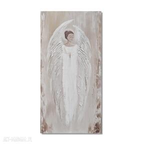 obraz malowany na aleksandrab z aniołem, anioł stróż, ręcznie, płótnie