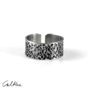 Lawa - srebrna obrączka 2000-27 caltha pierścionek, biżuteria, regulowana, szeroka