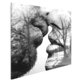 Obraz na płótnie - pocałunek drzewa w kwadracie 80x80 cm 29503 vaku dsgn, para, miłość