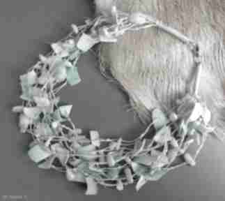 Bryza - naszyjnik z naturalnych materiałów judith bijoux, pleciony, len, perły