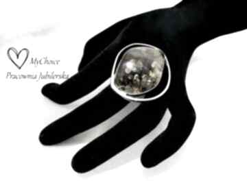 Unikatowy srebrny 925 pierścionek z bursztynem mychoice, damska biżuteria, pomysł na prezent