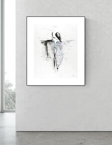 Grafika 40x50 cm wykonana ręcznie, 3251502 plakaty art krystyna siwek obraz do salonu, czarno