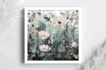 Obraz kolorowa łąka kwietna - wydruk artystyczny 50x50 cm plakat zielona annsayuri art, kwiaty