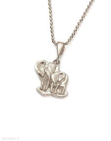 Złocony wisiorek biżuteria ze słoniami, słonie wisior cztery humory