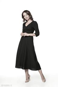 Tessita elegancka sukienka maxi t364, czarna - dekolt, zamek kryty
