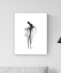 Grafika A4 malowana ręcznie, abstrakcja, styl skandynawski, czarno biała, 2716129 art krystyna