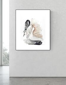 Grafika 40x50 cm wykonana ręcznie, 3245225 art krystyna siwek obraz do salonu, czarno biała