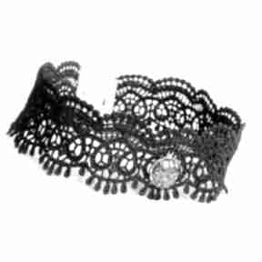 Wytworny choker czarny moda koronkowy koronka gipiurowy elegancki