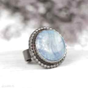 A600 srebrny z artseko pierścionek, niebieski ze srebra, pierścień, agatem, prezent