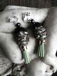 Klipsy etno boho handmade tassel ruda klara