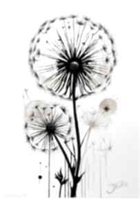 Dmuchawce 2, akwarela A4 joannatkrol kwiaty, dmuchawiec, abstrakcja