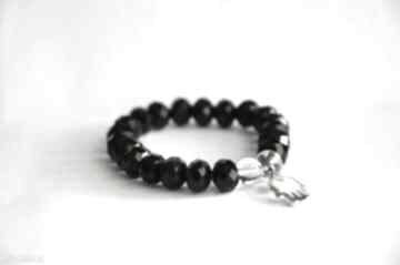 Bacelet by: eleganckie kryształ z zawieszką fatimy bracelet sis hamsa, ręka, kryształy, czarny