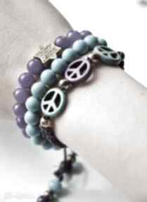 Bracelet by: shamballa z kamienia sis kamienie, howlit, pacyfka, peace, shamball