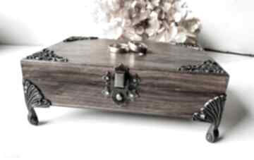 Szkatułka pudełko drewniane na obrączki biżuterię skarby prezent ozdoba ślub eve made art