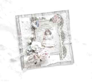 Kartka shabby chic dla dziewczynki w pudełku scrapbooking made by kate dziecka, róże