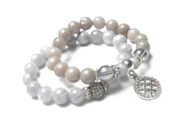 Light blue and latte duo jadeity kwarc anhydryt glamour shamballa