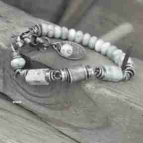 Larimar - srebro oksydowane, bransoletka modna biżuteria autorska