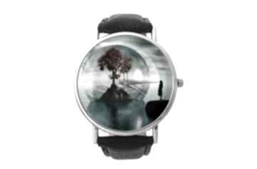 Drzewo życia skórzany zegarek dużą tarczą prezent graficzny