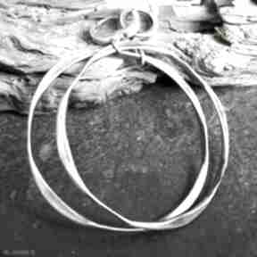 Kolczyki srebrne - koła: na prezent metaloplastyka srebro, oksydowane, wiszące