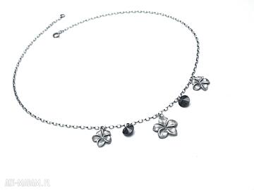 Orchid black naszyjnik srebro oksydowane swarovski kwiaty