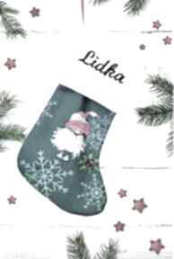 Pomysł na świąteczny prezent! Skarpeta na prezenty zielona mikołajki dla dziecka nitka but