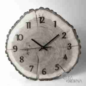 Drewniany zegar z plastra dębowego - 40 cm zegary cuda drewna, z dębowy