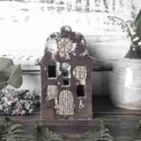 Czerwony domek ceramiczny dekoracje badura ceramika dom, na tea lihgt, kamieniczka
