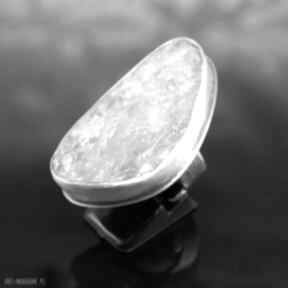 z surowym "ice" branicka art pierścionek, srebro, regulowany, akwamaryn, oksydowany