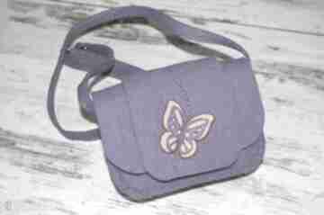 Torebeczka filcowa torebki etoi design, filc, rękodzieło, motylek, fioletowa