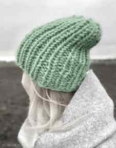 Gruba the wool art czapka, zimowa, prezent, na drutach