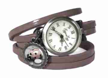 Zegarek - biedronka: bransoletka. Wiśniowa szczęście zegarki