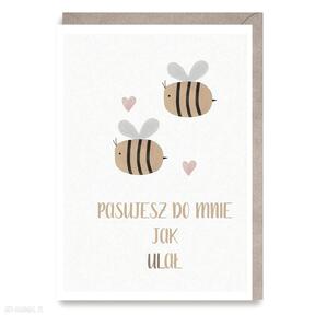 pszczółki cardie kartka, miłosna, miłość, walentynki