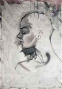 "siła" obraz akrylowy na płótnie 100x70cm - portret adriana laube art - nowoczesny, moc