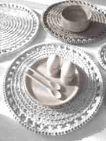 Dekoracyjna podkładka ze sznurka reczne sploty, na stół, sznurek bawełniany, talerze, obrusy
