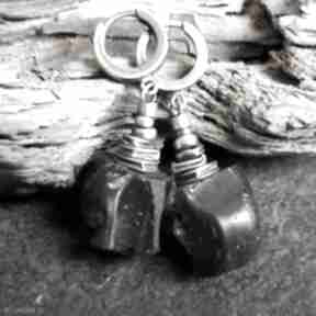 Kolczyki ze srebra i szkła antycznego treendy antyczne, rzymskie, afgańskie, oksydowane