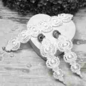 Biały komplet biżuterii ślubnej w odcieniach bieli i dodatkiem srebra kameleon ślubna