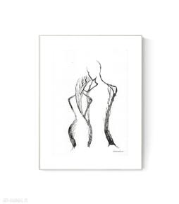 Grafika A4 malowana ręcznie, abstrakcja, styl skandynawski, czarno biała, 2985901 plakaty art