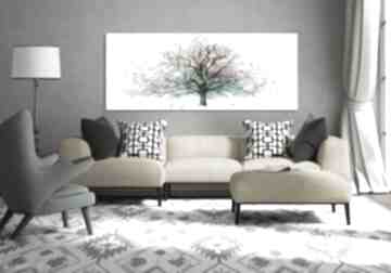 Nowoczesny obraz do salonu drukowany na płótnie z drzewem, abstrakcyjne drzewo, duży format