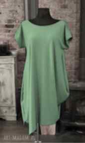 Green dress bawełniana asymetryczna zielona letnia midi sukienka