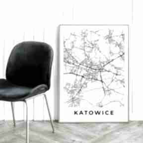 Plakat mapa katowice - format 50x70 cm plakaty hogstudio, modny do domu, katowic