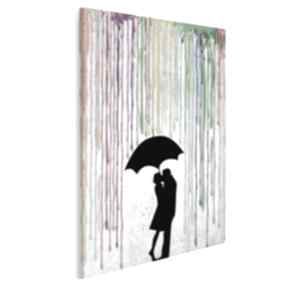 Obraz na płótnie - deszcz kolory para w pionie 50x70 cm 46407 vaku dsgn - miłość, parasol