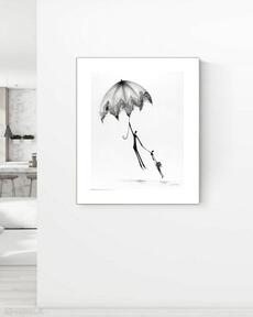 Grafika 40x50 cm wykonana ręcznie, 3450482 dom art krystyna siwek obraz do salonu, czarno biała