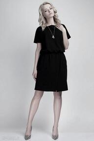 suk117 sukienki lanti urban fashion casual, kokardka, kieszenie, czarna, midi