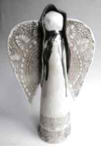 Duży anioł perłowy ceramika eva art rękodzieło, ręcznie zrobiony, z gliny, użytkowa, pomysł