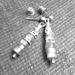 Kolczyki srebrne z labradorytem treendy wiszące - na prezent, labradoryt, metaloplastyka