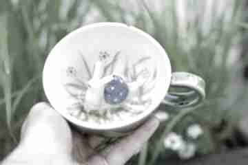 do herbaty z kawy niezapominajka ok 280 ml ceramika azul horse z ślimakiem, zielona filiżanka