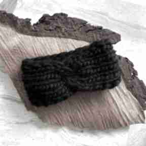 Opaska chunky black woolissocool zimowa, wełniana, druty, handmade, na drutach, gloqe