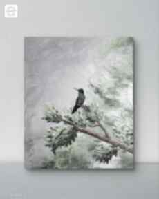 "w ciszy" - obraz olejny na płótnie, 50x60 cm kkjustpaint olej krajobraz abstrakcja, ptaki