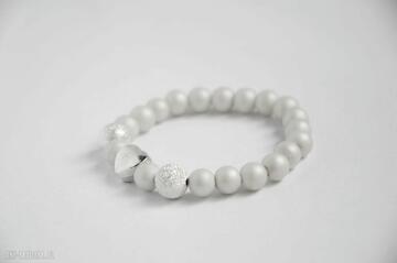 Bracelet by sis: jasno szare perły z srebrnym sercem serce, love, prezent, modna